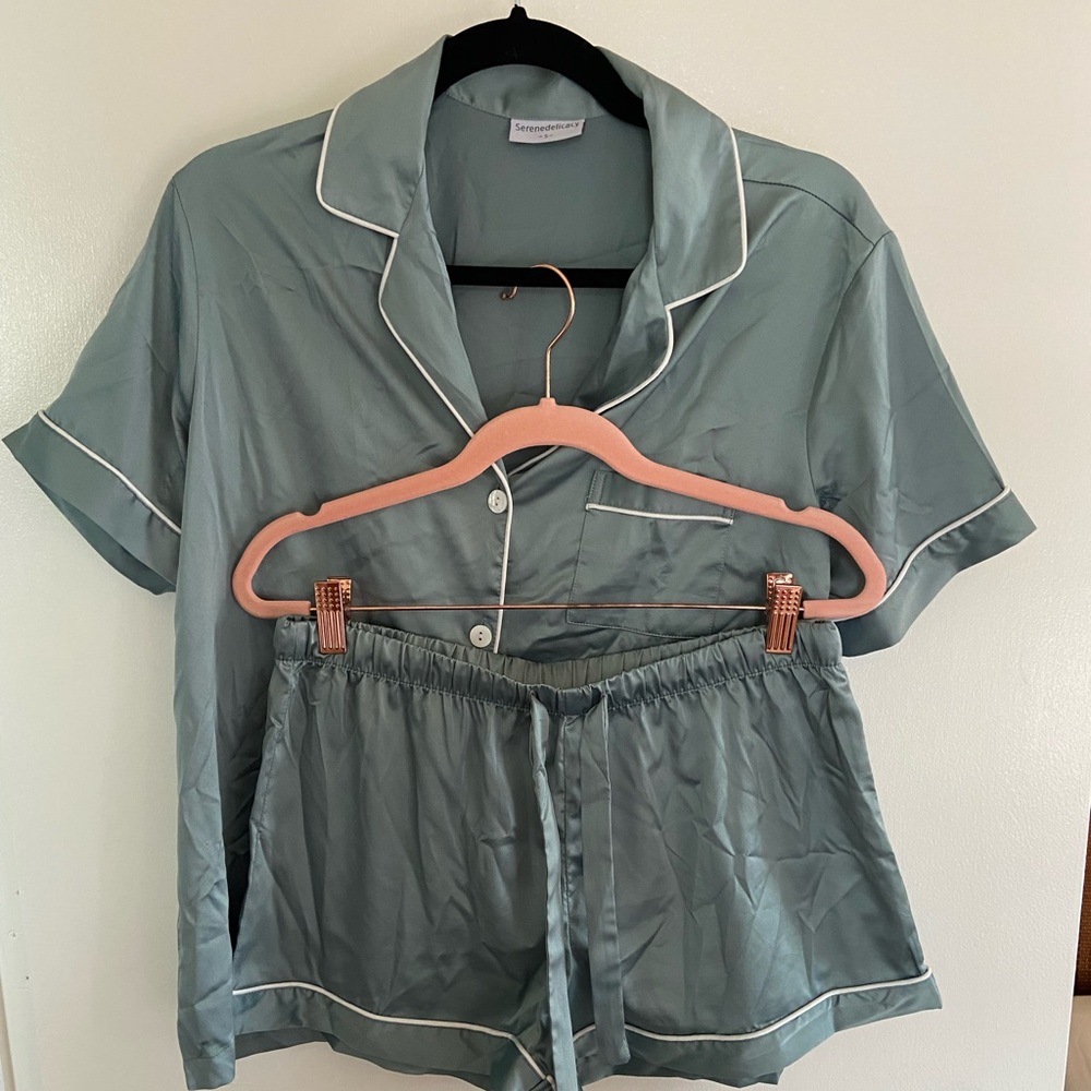 Silky bachelorette pajama set jade